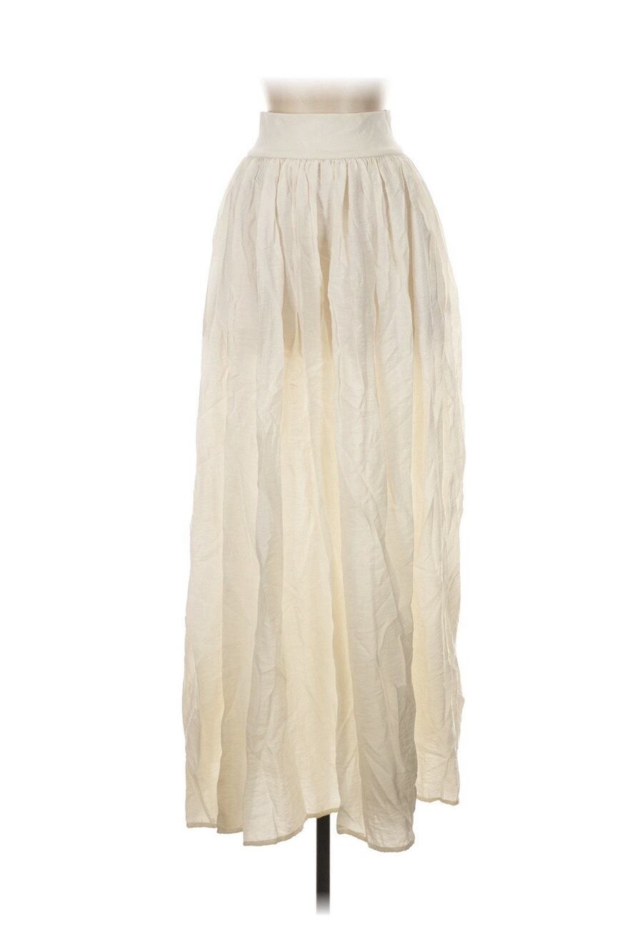 la maregold Cream White Midi Skirt Boho XS